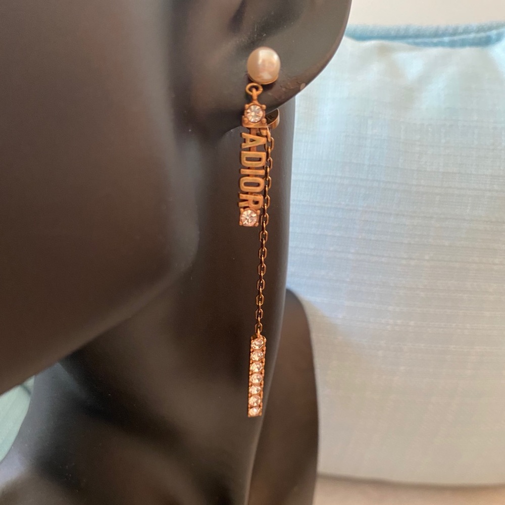 Dior earrings J’adior Dangle Pearl crystals chain